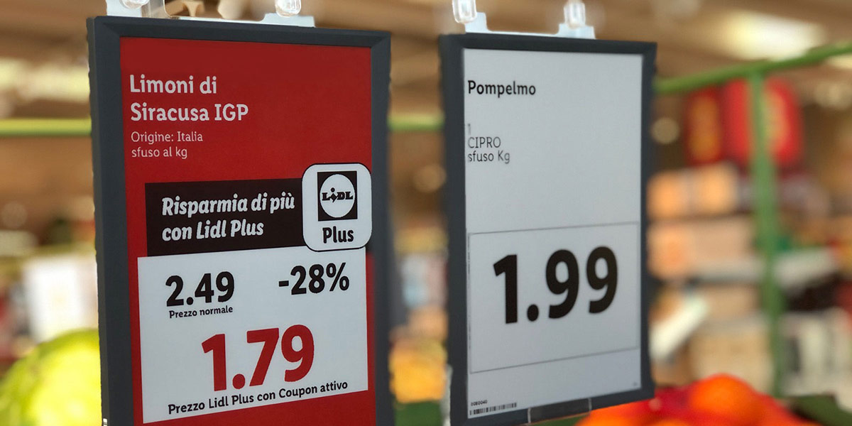 Lidl, i cartelli prezzo diventano elettronici